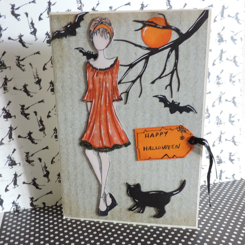 Carte halloween grand format, fait main
