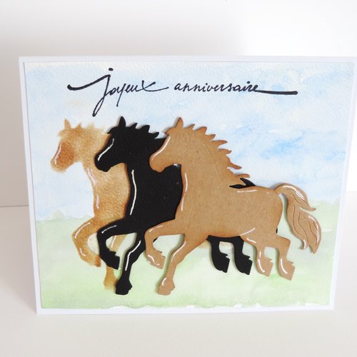 Carte anniversaire cheval, équitation.