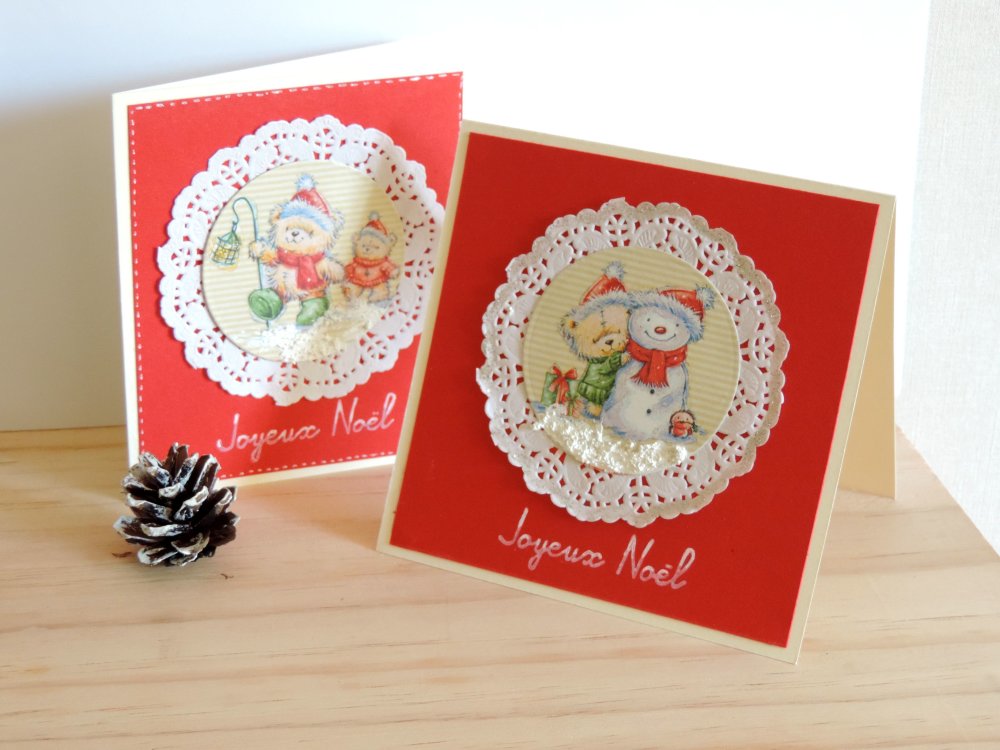 Set de 5 cartes de Noël Neige - 5 motifs différents, avec enveloppe, 5  pièces