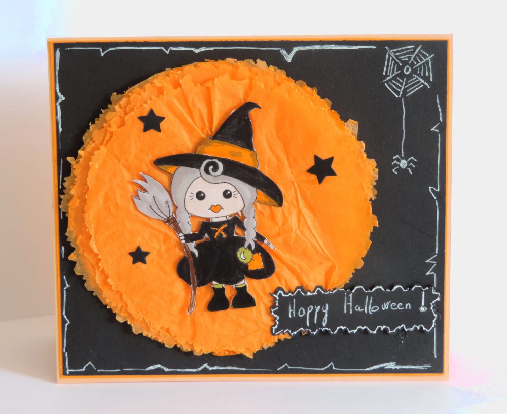 Carte Halloween Faite Main Gentille Petite Sorciere Un Grand Marche