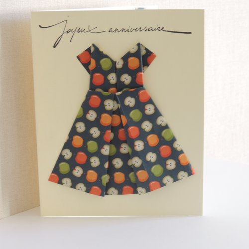 Carte anniversaire robe origami