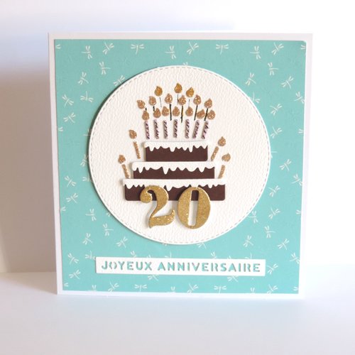 Carte gâteau anniversaire 20 bougies