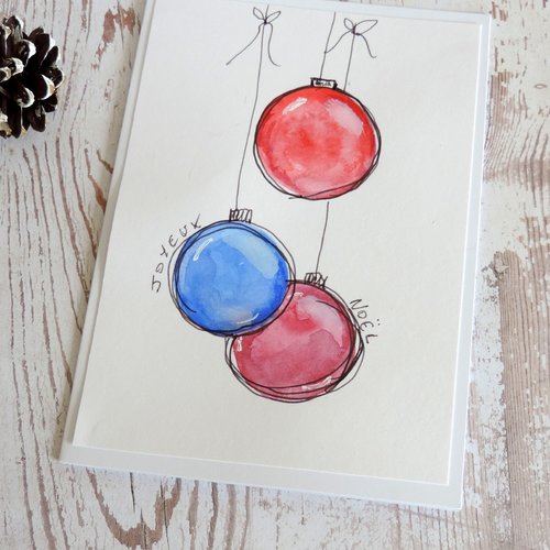 Carte aquarelle noël