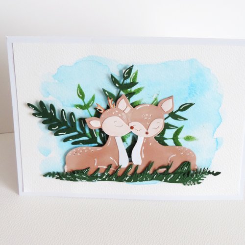 Carte anniversaire animaux des bois.