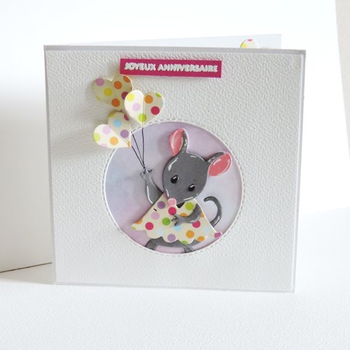 Carte anniversaire enfant, avec petite souris.