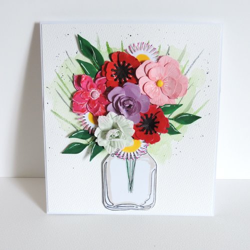 Carte fête des mères fleurs en 3d