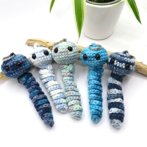 Le ver de l'inquiétude | animal d'anti-stress en crochet | compagnon d'inquiétude | porte-clé de fidélisation et d'anx