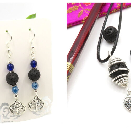 Bijoux d'aromathérapie en perles de lave | boucle d'oreilles d'aromathérapie | collier diffuseur d'huiles essentielles