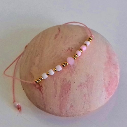 Bracelet petit prix perles roses et blanches