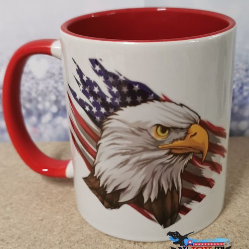 Mug bicolore rouge - aigle américain