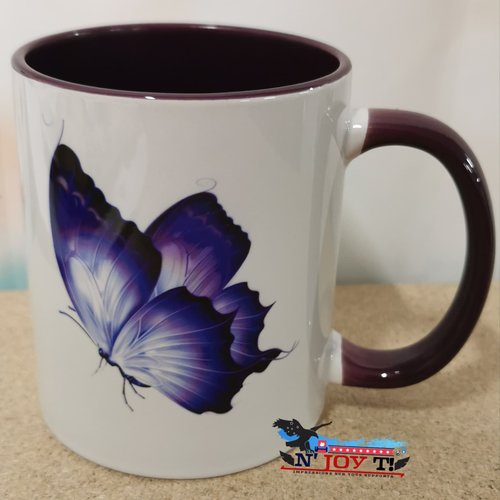 Mug bicolore violet - papillon