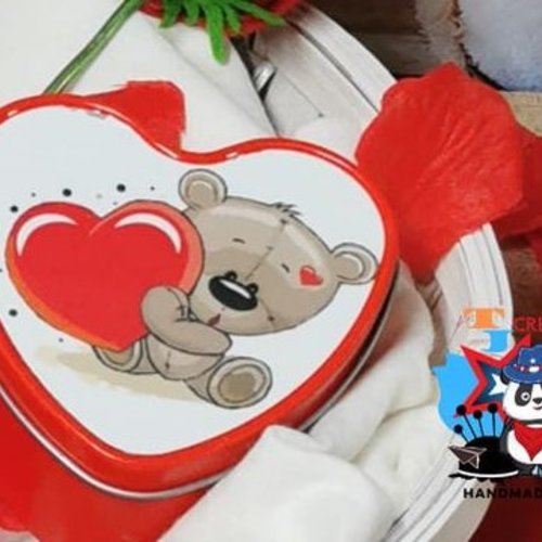 Boîte coeur rouge - ourson