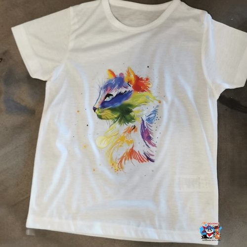 T-shirt enfant - chat arc-en-ciel