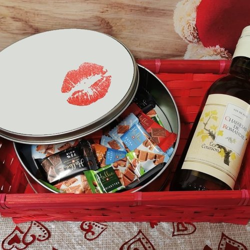 Coffret cadeau st-valentin - rond et vin blanc - Un grand marché