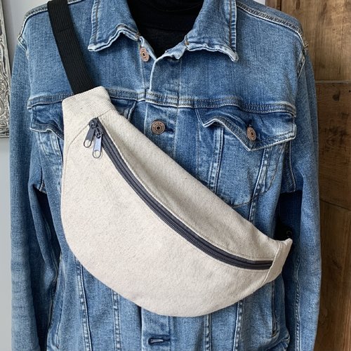 Sac banane en toile écrue