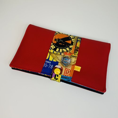 Porte-chéquier en simili cuir rouge
