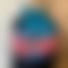 Echarpe bleu canard et rouge