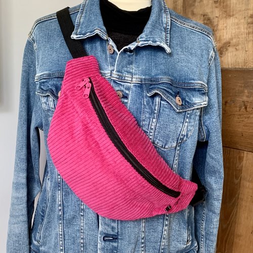 Sac banane en velours rose
