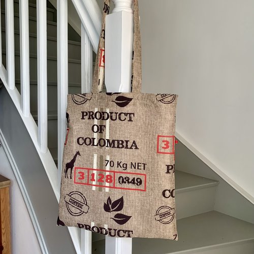 Tote bag en toile de jute imprimée