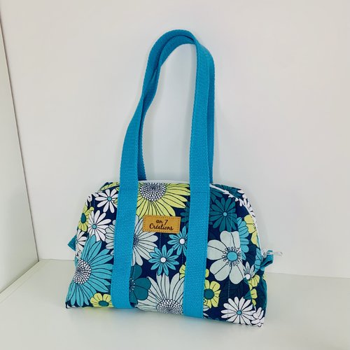 Grande trousse de toilette à grandes fleurs bleues - vintage