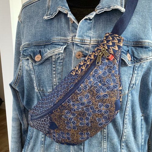 Sac banane style japonais – bleu et marron