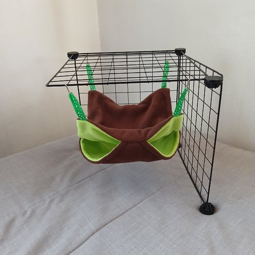 Hamac polaire 30×30 cm pour nac | dodo suspendu réversible pour cochon d'inde, rat, furet, chinchilla - fait main (4 couleurs)