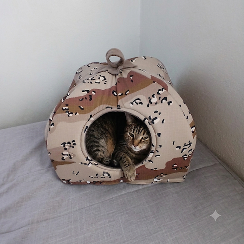 Igloo chat et petit chien camouflage – niche moelleuse, pliable et démontable (40x40x35 cm)