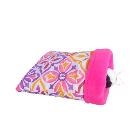 Sac à câlin pour rongeurs en tissu polycoton et polaire .fait main ,26×32 cm