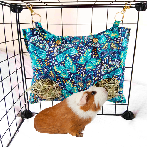 Sac à foin oeko‑tex pour cochon d’inde – grande contenance – 30×23 cm – fait main