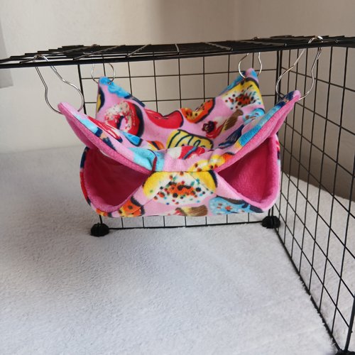 Hamac double suspendu en polaire pour rat et furet — dodo fait main pour cage rongeurs