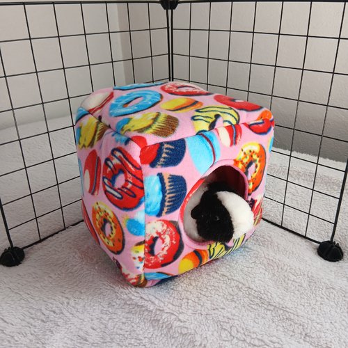 Cube dodo rembourré polaire pour cochon d'inde — maison cachette 20 x 20 cm