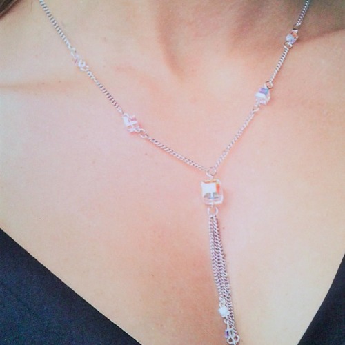 sautoir argent swarovski