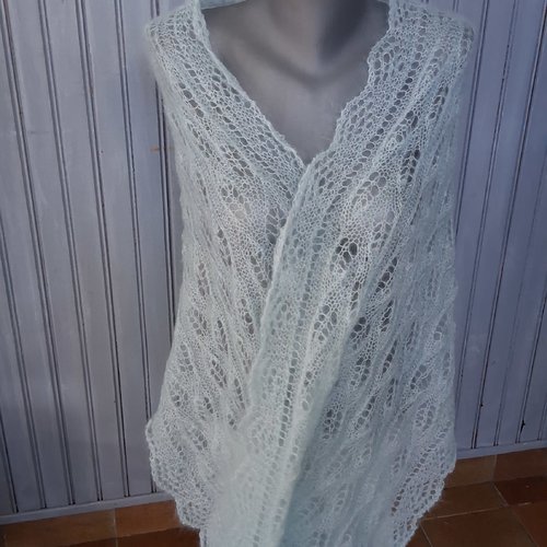 Etole soie et mohair algue marine tricotee