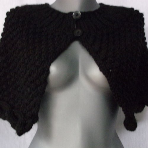 Chauffe epaules noir tricote mains femme (n°31)