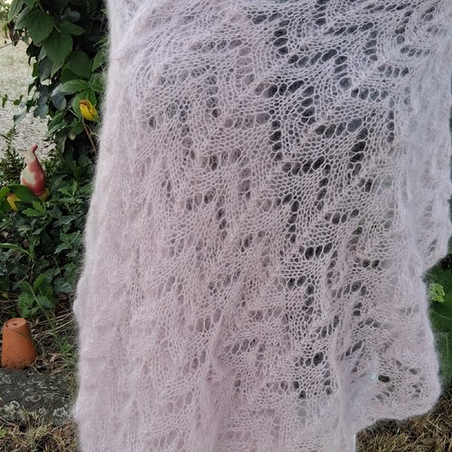 Etole soie et mohair rose poudré