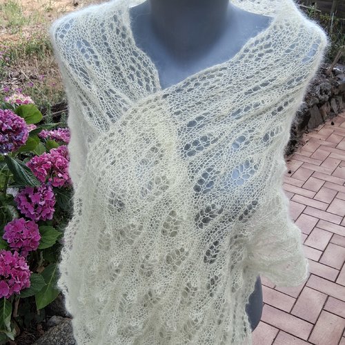 Etole soie et mohair citron tricotee mains