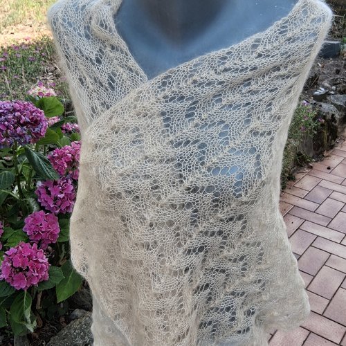 Etole soie et mohair vanille tricotee mains