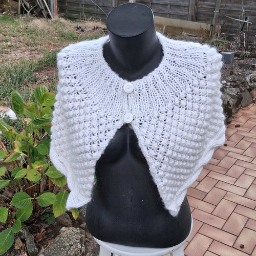 Chauffe epaules tricote mains blanc