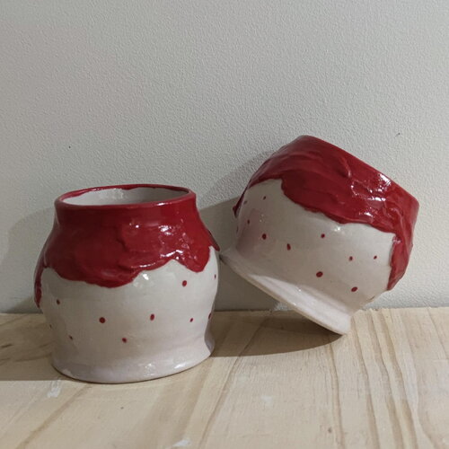 Mug coulure fraise sans anse-coulure rouge-mug noel