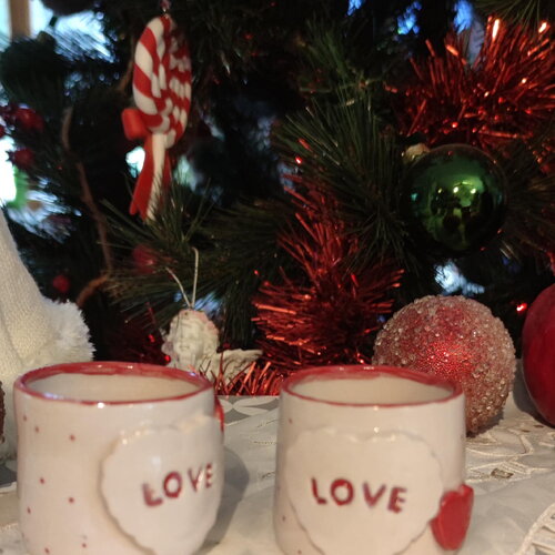 Tasse a café expresso cœur  par 2- tasse a café rouge - tasse amour