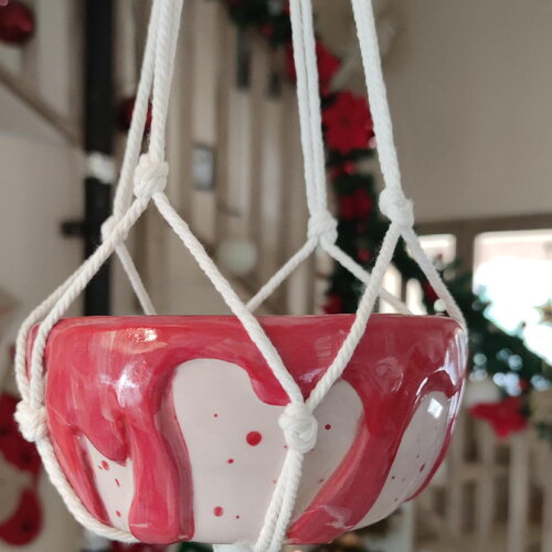 Cache pot noël coulure rouge- suspension de noel