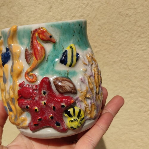 Pot décoratif motif fond des océans-pot a crayon