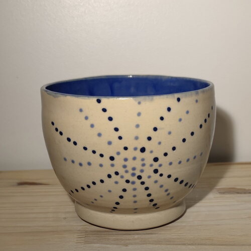 Bol céramique bleu petit points- bol faïence bleu