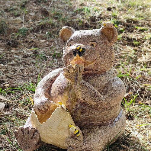 Ours en faïence émailler-pot de miel -abeille
