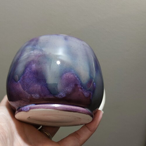 Mug violet et rose en faïence blanche- mug différente teinte de violet et rose- coup de cœur