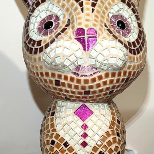 Sculpture mosaïque chat – art déco fait main en mosaïque  – pièce unique pour intérieur / extérieur / jardin
