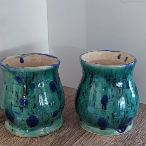 Tasse, verre de table bleu turquoise en céramique -verre faïence bleu