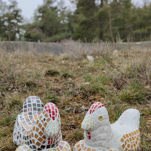 Kit mosaïque poule rousse . kit mosaïque volume. kit de mosaïque 3d. kit cocotte en mosaïque a faire soi-même. kit créatif artisanal