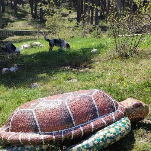 Sculpture mosaïque tortue – art déco fait main en mosaïque &amp; verre – pièce unique pour intérieur / extérieur / jardin