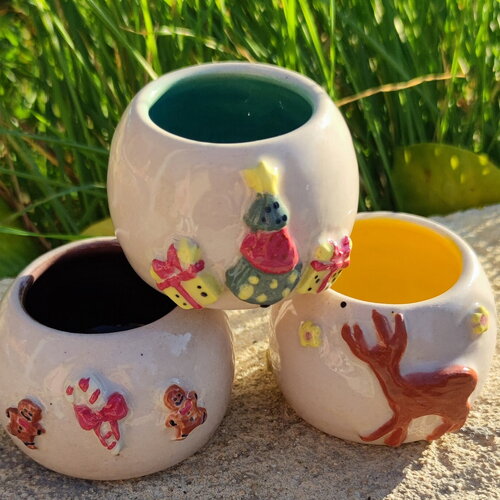 Tasse café expresso motif noël différente couleur - tasse noël- tasse boule de noël-vendu par 3